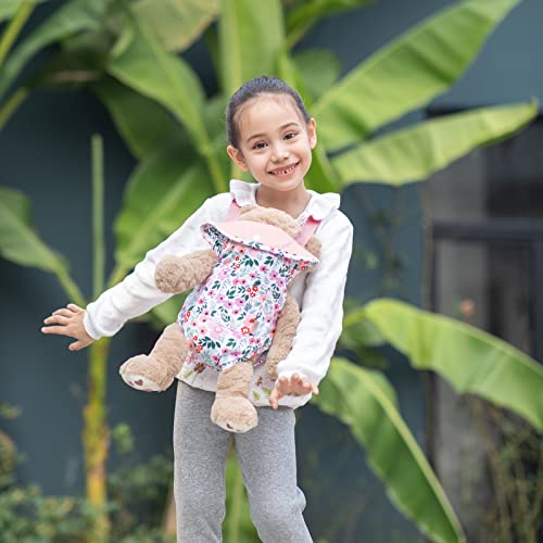 GAGAKU Baby Doll Carrier for Kids Stuffed Animal Carrier Reborn Baby Carrier with Adjustable Straps for American Girl Doll Bitty Baby Doll Accessories - Pink (Leaf)