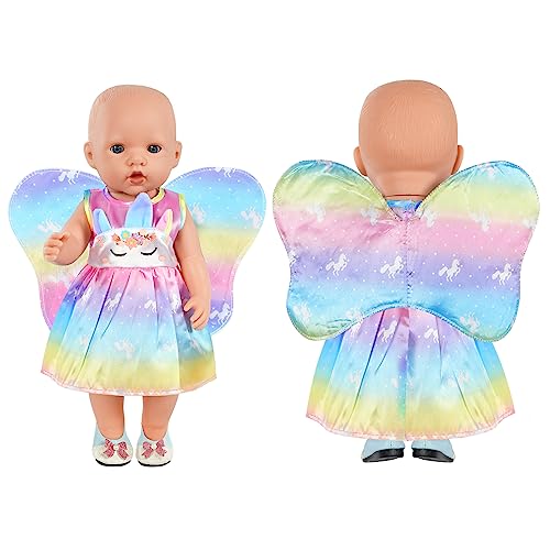 Aolso Baby Doll Clothes for 14-18 Inch Doll 35-45 cm Baby Doll, New Doll Clothes Outfits, Sweet Outfits Wings Dress with 1 Coat hanger, New Born Baby Dolls Girls Birthday