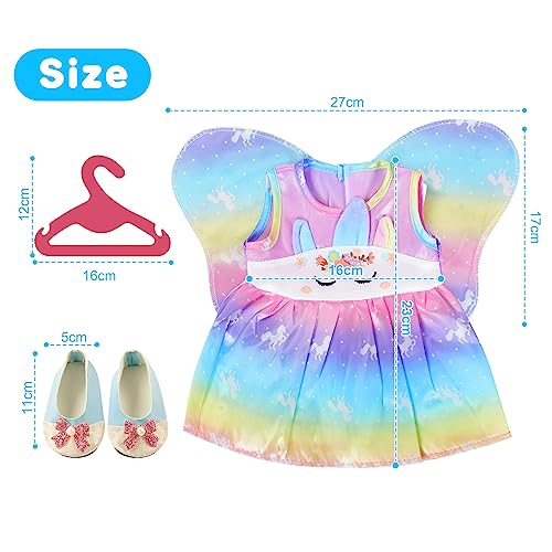 Aolso Baby Doll Clothes for 14-18 Inch Doll 35-45 cm Baby Doll, New Doll Clothes Outfits, Sweet Outfits Wings Dress with 1 Coat hanger, New Born Baby Dolls Girls Birthday