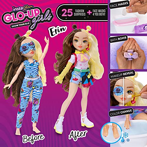 InstaGlam Glo Up Girls Erin Fashion Doll With 25 fashion Surprises and accessories. Collectable Doll for kids Age 4+ 10 inch scale doll Unboxing toy