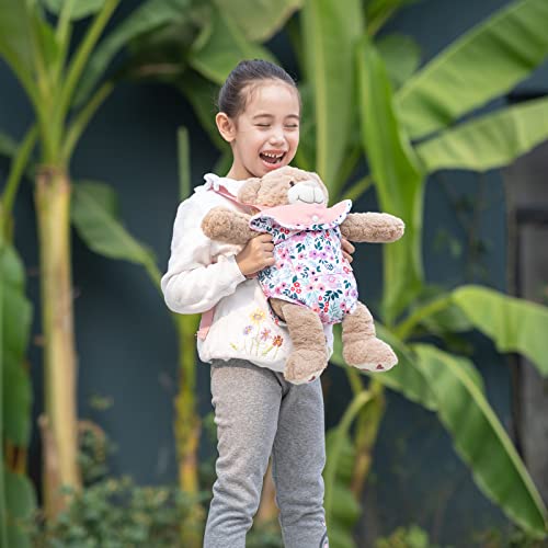 GAGAKU Baby Doll Carrier for Kids Stuffed Animal Carrier Reborn Baby Carrier with Adjustable Straps for American Girl Doll Bitty Baby Doll Accessories - Pink (Leaf)