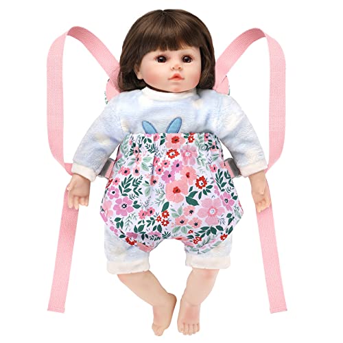 GAGAKU Baby Doll Carrier for Kids Stuffed Animal Carrier Reborn Baby Carrier with Adjustable Straps for American Girl Doll Bitty Baby Doll Accessories - Pink (Leaf)