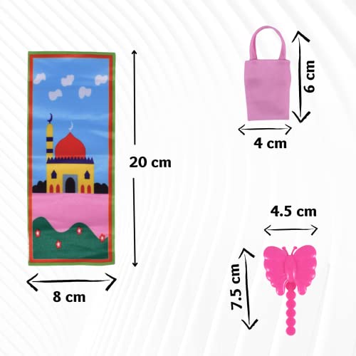 Umm Amirah Muslim Doll Set for girls 3–7 year old, Ramadhan/Eid gift for kids.1 modestly dressed doll, handbag, prayer mat and a hair brush. Random color