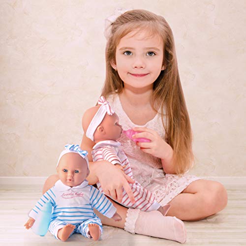 Prextex TWIN Realistic Baby Doll Set with Accessories - 12inch Twin Dolls Boy and Girl, Soft Doll Set with Pink and Blue Toy Bottle - Best Gift for Toddlers and Girls for Kids Ages 5 and Up