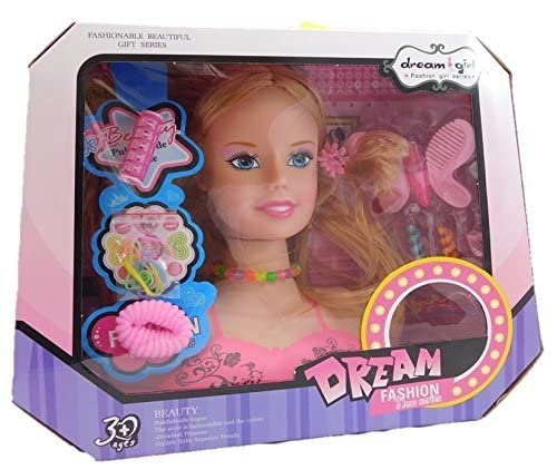 Allkindathings Children Kids girls Hair Styling Dream Dolls Head Play Set with Accessories