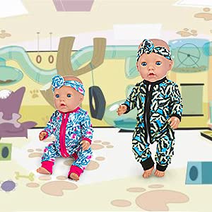 ZITA ELEMENT 2 Set 15-18 Inch Baby Doll Clothes Jumpsuit Outfits for 43cm New Doll, 15 Inch Doll, American 18 Inch Girl Doll Clothes