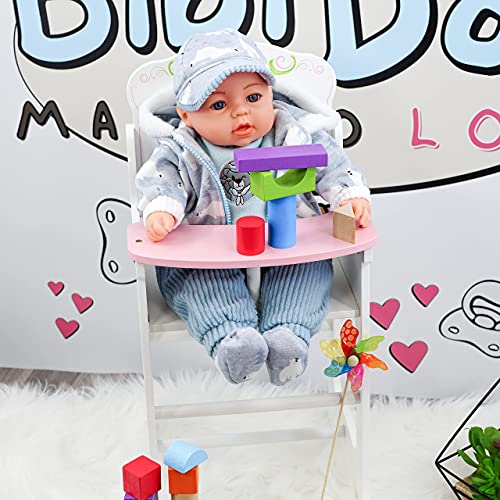 Bibi Doll - 18" Lifelike Large Soft Bodied Baby Doll With Dummy & Sounds Girls Boys Toy (Grey with Cap)