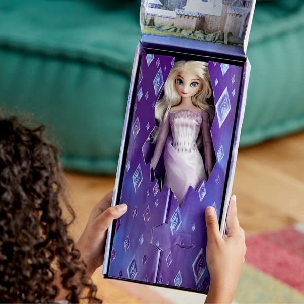Disney Store Official Elsa the Snow Queen Classic Doll for Kids, Frozen 2, 29cm/11”, Includes Silver Toned Brush with Moulded Details, Fully Posable Toy - Suitable for Ages 3+