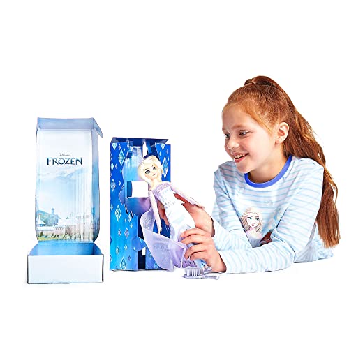 Disney Store Official Elsa the Snow Queen Classic Doll for Kids, Frozen 2, 29cm/11”, Includes Silver Toned Brush with Moulded Details, Fully Posable Toy - Suitable for Ages 3+