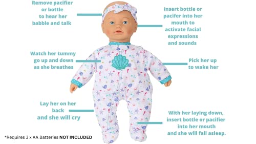 KOOKAMUNGA KIDS 16 Inch Interactive Baby Doll - Realistic Baby Doll w/Expressions - Touch Activated Features and Sounds - Lifelike Moving Chest, Breathes, Cries, Suckles & Giggles w/Toy Baby Bottle