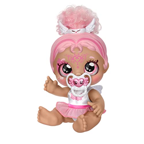 Kindi Kids 50240 Dress Baby Sister Winnie Wings Angel with face Paint Reveal. 1 Doll with Toy Pacifier and Magic Sponge. Big Glittery Eyes, Squishy Arms and Legs, Removeable Diaper