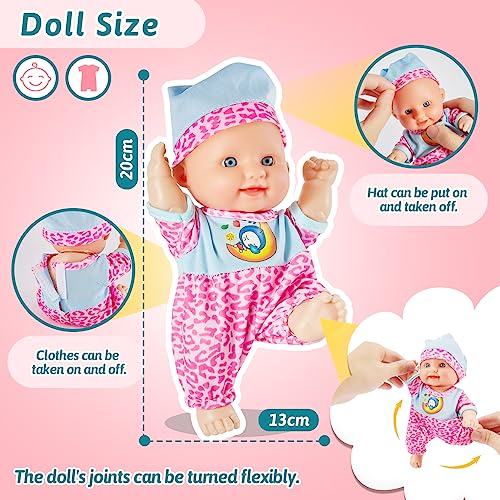 LINFUN KIDS Baby Doll Accessories with Carry Case Toddler Doll Set Baby Doll Feeding Doll Bath Set Gifts for Kids Boys Girls 3 4 5 Years Old