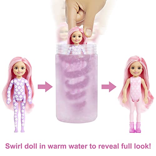 ​Barbie Chelsea Color Reveal Doll with 6 Surprises, Sunshine & Sprinkles Series with Lavender Flower Print & Color Change; Gift for Kids 3 Years & Older