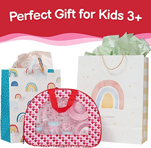 Prextex 18-Piece Baby Doll Accessories Set with Carrying Case - Includes Bottle, Sippy Cup, Dummy, Bib, Hair Brush, Plates and More, Perfect for Kids, Toddlers, and Girls