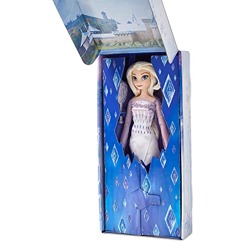 Disney Store Official Elsa the Snow Queen Classic Doll for Kids, Frozen 2, 29cm/11”, Includes Silver Toned Brush with Moulded Details, Fully Posable Toy - Suitable for Ages 3+