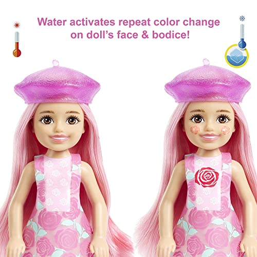 ​Barbie Chelsea Color Reveal Doll with 6 Surprises, Sunshine & Sprinkles Series with Lavender Flower Print & Color Change; Gift for Kids 3 Years & Older