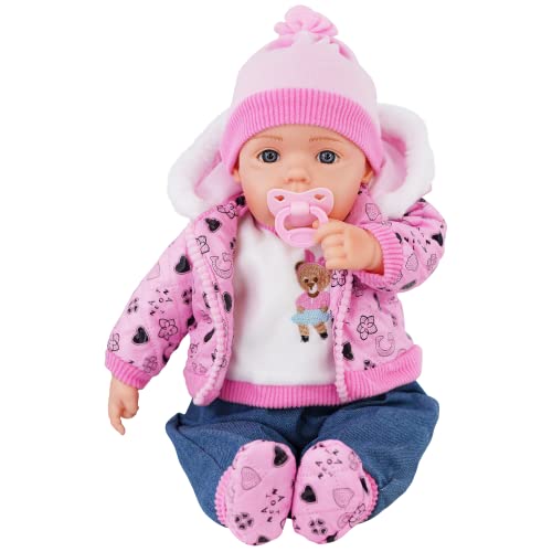 Bibi Doll - 20" Lifelike Large Size Soft Bodied Baby Doll Girls Boys Toy With Dummy & Sounds (Neon Pink)
