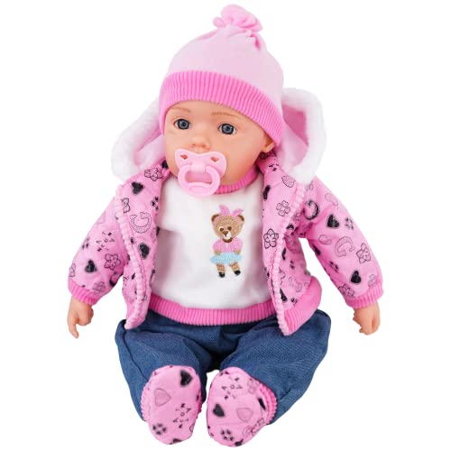 Bibi Doll - 20" Lifelike Large Size Soft Bodied Baby Doll Girls Boys Toy With Dummy & Sounds (Neon Pink)