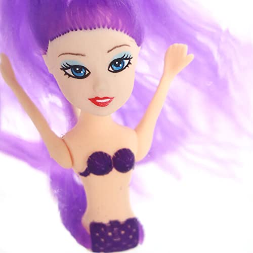 7 Piece Bath Time 3 Mermaid Princess Dolls with Bright Long Hair and Accessories, Boys and Girls Ocean Theme Waterproof Toys, Ideal for Bath, Pool, Water, Beach Pretend Fun Play (1 Set, 3 Mermaids)