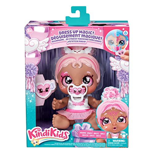Kindi Kids 50240 Dress Baby Sister Winnie Wings Angel with face Paint Reveal. 1 Doll with Toy Pacifier and Magic Sponge. Big Glittery Eyes, Squishy Arms and Legs, Removeable Diaper