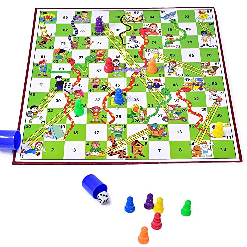 HMN Snake Ladders Game, Traditional Folding Board Games for Adults Kids Beginners Children Indoor Fun Ideal Box Set for Kids & Adults