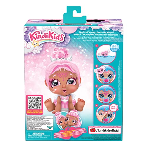Kindi Kids 50240 Dress Baby Sister Winnie Wings Angel with face Paint Reveal. 1 Doll with Toy Pacifier and Magic Sponge. Big Glittery Eyes, Squishy Arms and Legs, Removeable Diaper