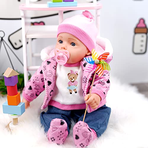 Bibi Doll - 20" Lifelike Large Size Soft Bodied Baby Doll Girls Boys Toy With Dummy & Sounds (Neon Pink)