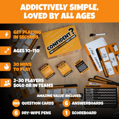 CONFIDENT? - The Guess-a-Range Party Game that's fun for everyone - Family Board Games for Adults, Kids & Teenagers