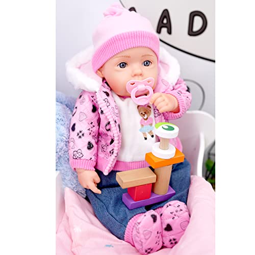 Bibi Doll - 20" Lifelike Large Size Soft Bodied Baby Doll Girls Boys Toy With Dummy & Sounds (Neon Pink)