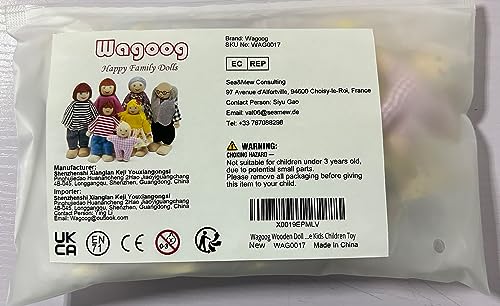 Wagoog Wooden Doll House Dolls, Happy Family Dolls House Furniture Accessories, Dolls People Playset for Dollhouse Kids Children Toy