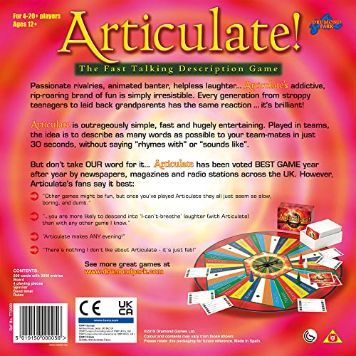 Drumond Park Articulate Family Board Game, The Fast Talking Description Game, Family Games For Adults And Kids Suitable From 12+ Years
