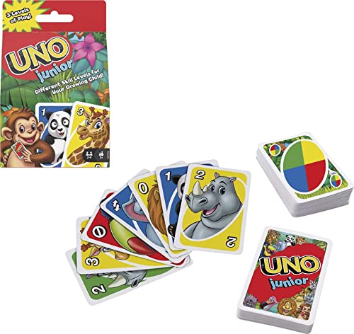 UNO Junior Card Game with 45 Cards, Gift for Kids 3 Years Old & Up, GKF04