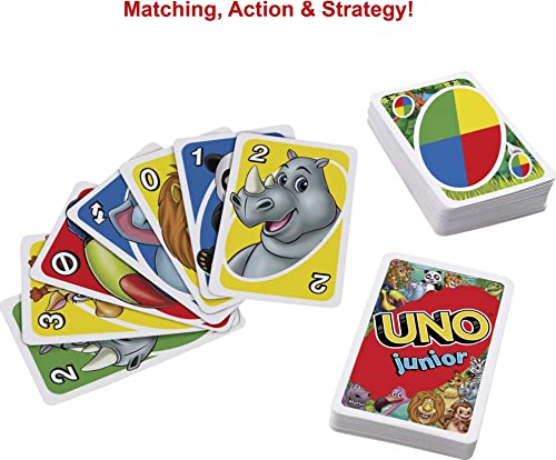 UNO Junior Card Game with 45 Cards, Gift for Kids 3 Years Old & Up, GKF04