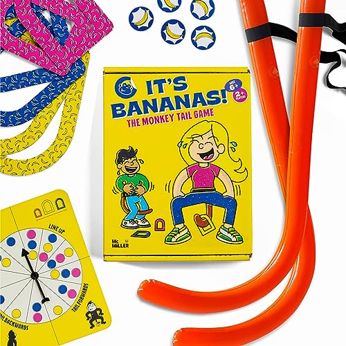 It's Bananas! The Monkey Tail Game - Indoor Fun Active Family Cards and Board Game for Kids, Teens, and Adults - Top 10 Best Board Games 2023 for Party, Birthday, Christmas, Game Night