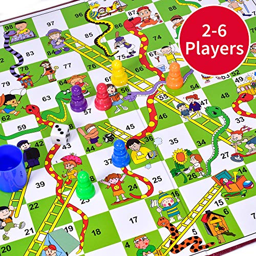 M.Y Snakes & Ladders - Traditional Snakes and Ladders Board Game for Kids & Adults