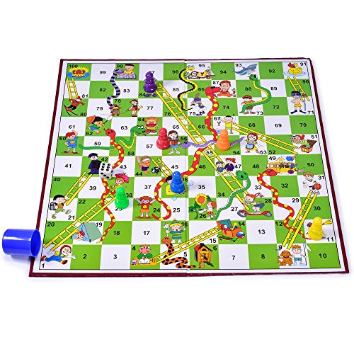 M.Y Snakes & Ladders - Traditional Snakes and Ladders Board Game for Kids & Adults