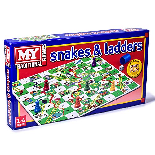 M.Y Snakes & Ladders - Traditional Snakes and Ladders Board Game for Kids & Adults