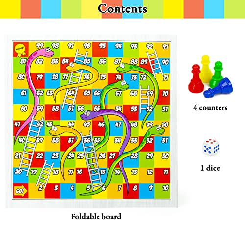 abeec Snakes and Ladders Board Game – Kids Board Games Includes Classic Game Board, Counters & Instructions – Family Board Games - Travel Games for Kids - Pass the Parcel Gifts