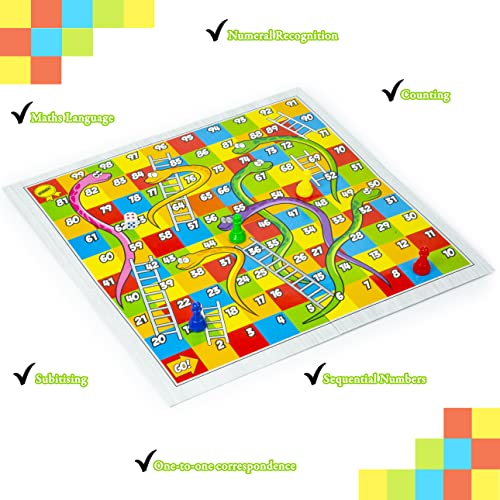 abeec Snakes and Ladders Board Game – Kids Board Games Includes Classic Game Board, Counters & Instructions – Family Board Games - Travel Games for Kids - Pass the Parcel Gifts