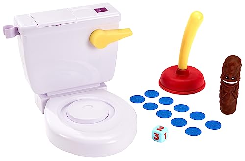 Mattel Games Flushin´Frenzy, Kids game, 2 to 4 players, age 5 and older, be the first to grab the "poop", FWW30