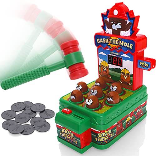 Tevo Whack Game With Hammer - A Mole Bashing Game For Kids - Electronic Kids Board Games - Toys For 3-6 Year Old Boys & Girls - Classic Arcade Game - Boys Toys Age 3 Plus - FREE Batteries Included
