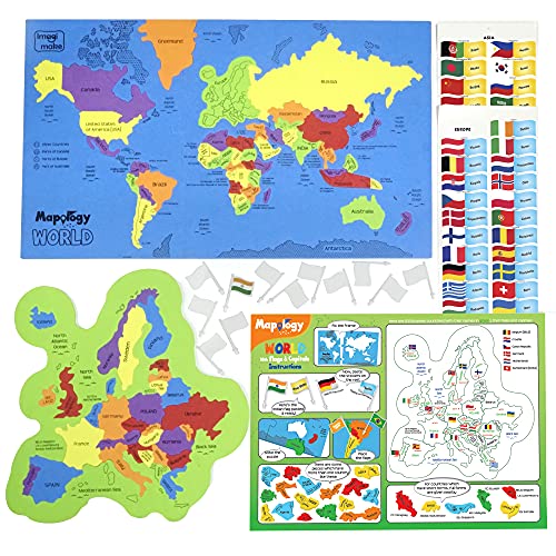 Imagimake Mapology World with Flags and Capitals - Educational Toy for Boys and Girls - World Map Puzzle for Kids - Excellent Birthday Gift