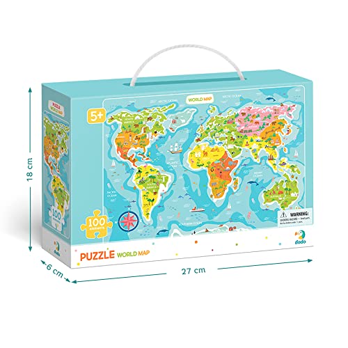 Dodo Map of The World Educational Gift Set. 100 Piece Puzzle. D300123 Suitable for Children 5 Years +, Various