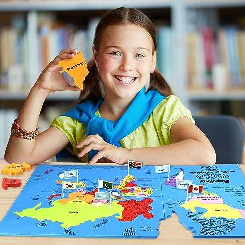 Imagimake Mapology World with Flags and Capitals - Educational Toy for Boys and Girls - World Map Puzzle for Kids - Excellent Birthday Gift