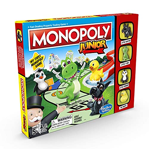 Monopoly Junior Game, Monopoly Board Game for Kids, Family Game for 2-4 Players, Multicolor