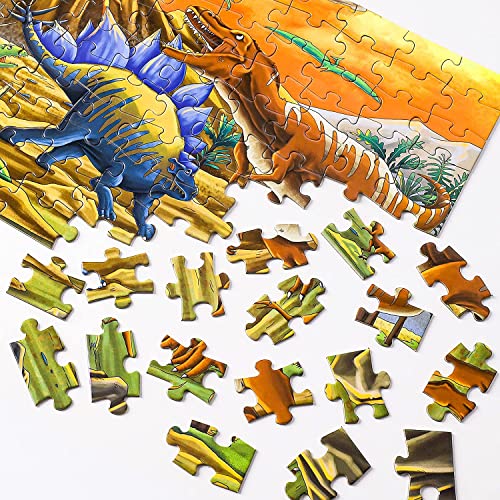 4 in 1 Dinosaur Jigsaw Puzzles for Kids 3-8 Years Boys Girls Birthday Gifts for Toddler Boys Cute Dinosaur Jigsaw Puzzles Preschool Learning Education Puzzle