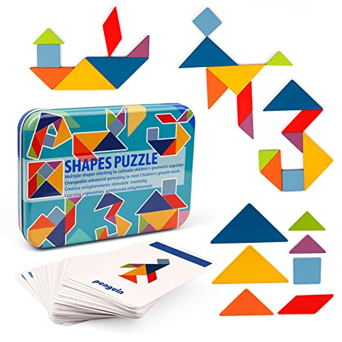 Vanmor 68 Pcs Tangram Puzzles for Kids, Tangrams for Kids Tangram Puzzle Tangram Wooden Puzzle Tangrams for Toddlers Tangram Game Puzzles for 3 4 5 6 Years old Toys Age 3-6 Years Old Boys Girls Gifts