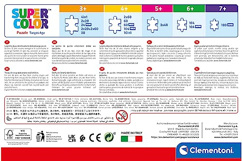 Clementoni 20346 Disney Princess Supercolor Glitter Princess-104 Pieces-Jigsaw Puzzle for Kids Age 6, Multicolor, Medium