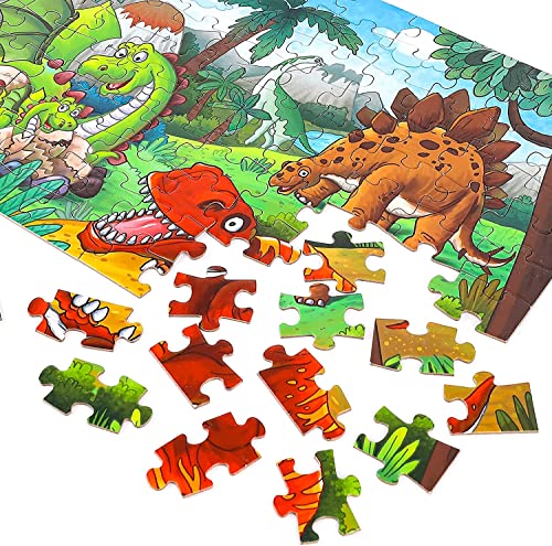 4 in 1 Dinosaur Jigsaw Puzzles for Kids 3-8 Years Boys Girls Birthday Gifts for Toddler Boys Cute Dinosaur Jigsaw Puzzles Preschool Learning Education Puzzle