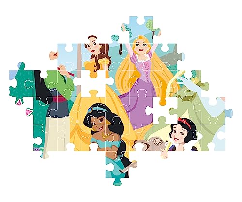 Clementoni 20346 Disney Princess Supercolor Glitter Princess-104 Pieces-Jigsaw Puzzle for Kids Age 6, Multicolor, Medium